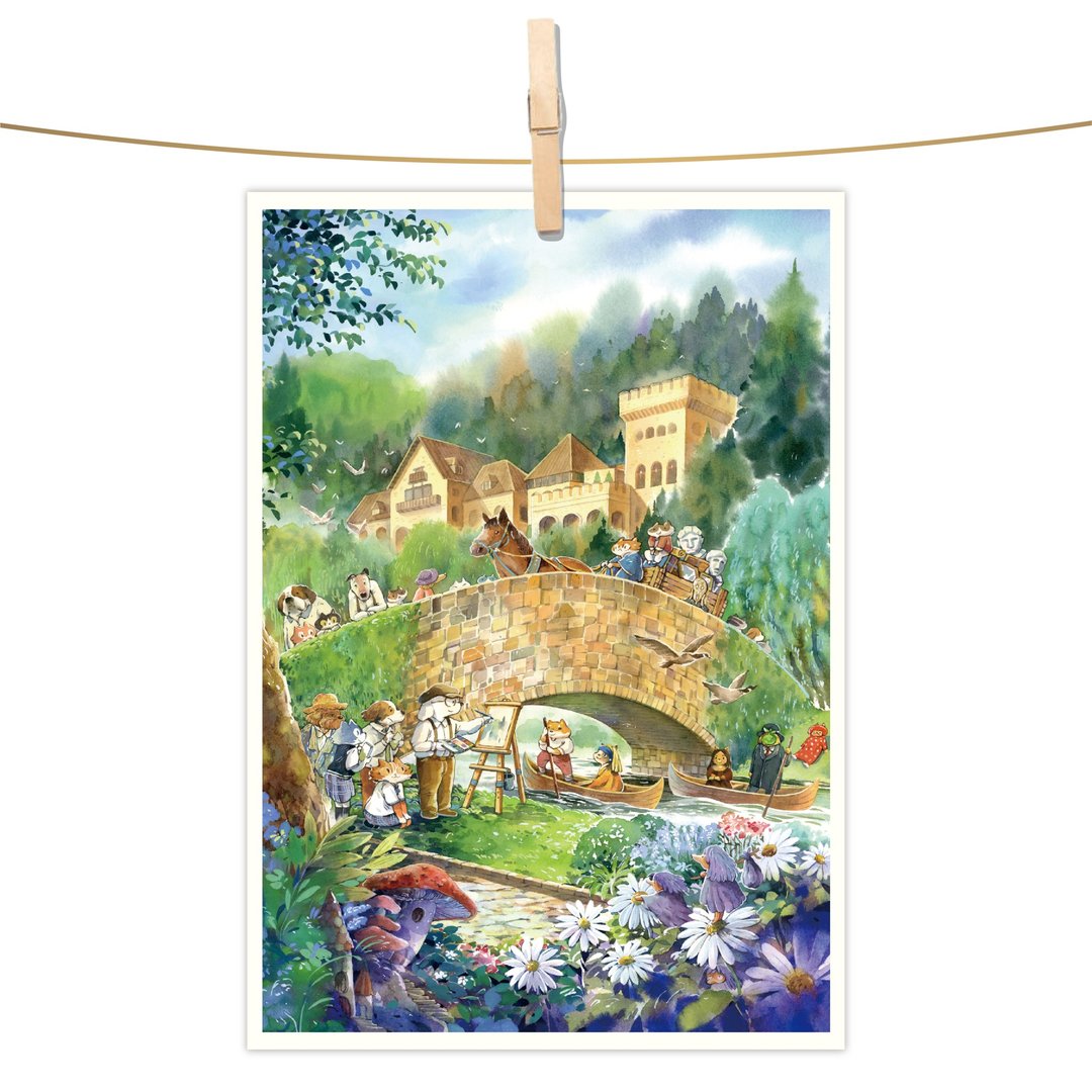 afu水彩插画明信片 - 漫步艺术小镇 - 卡片/明信片 - 纸 