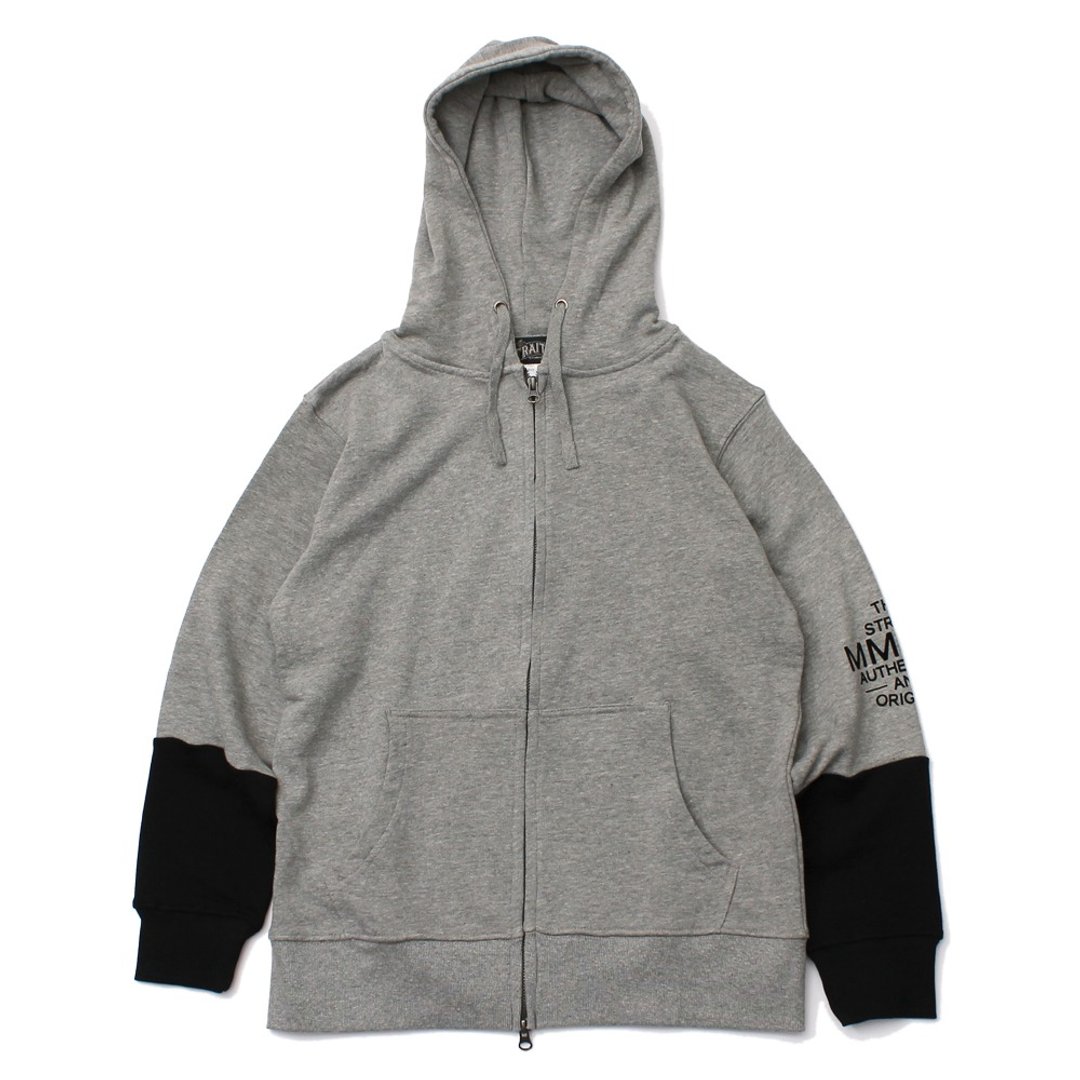 立体印字双色袖厚棉连帽外套 灰 ESTABLISHED PARKA  T.GRAY - 中性连帽卫衣/T 恤 - 棉 灰色