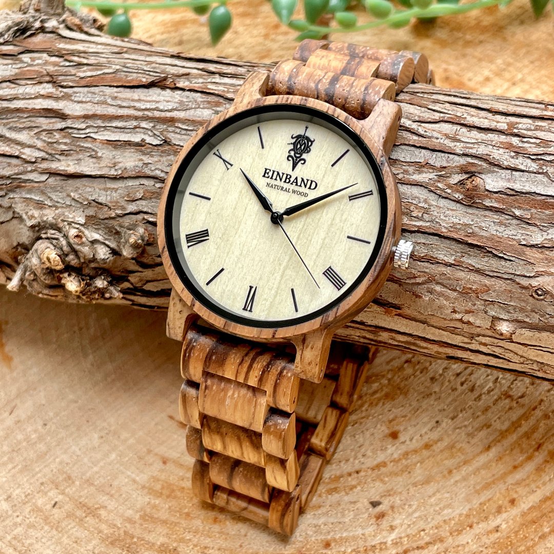 EINBAND Reise Regular natural Wooden watch Zebra wood 40mm - 女表 - 木头 咖啡色