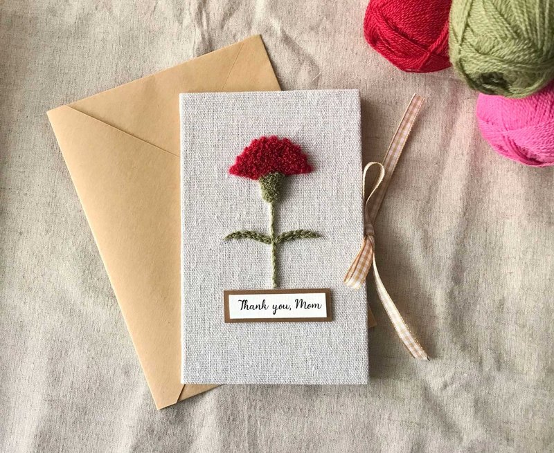 康乃馨花   母亲节 手工卡片 Mother's Day Card  | 红色花 - 卡片/明信片 - 其他材质 多色