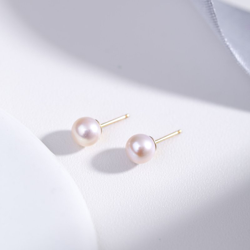 天然淡水珍珠925纯银精镀亮泽白金耳环 - 耳环/耳夹 - 珍珠 白色