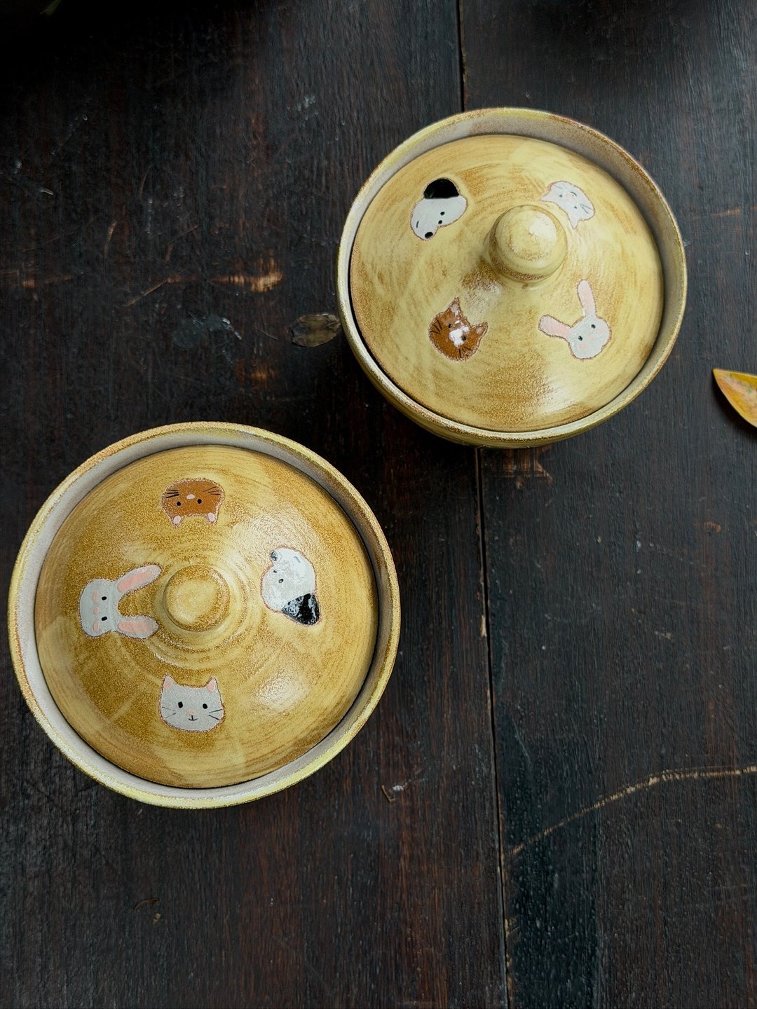 THE SANTO ATELIER 动物图案茶杯 咖啡杯 连盖碗 - 茶具/茶杯 - 陶 黄色