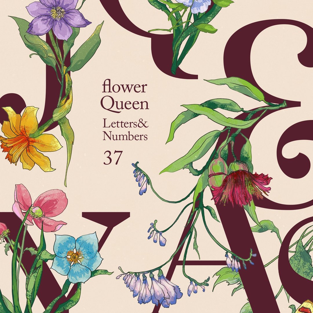 Botanical vintage letters, numbers and symbols - 电子手绘真人画像/绘画/插画 - 其他材质 