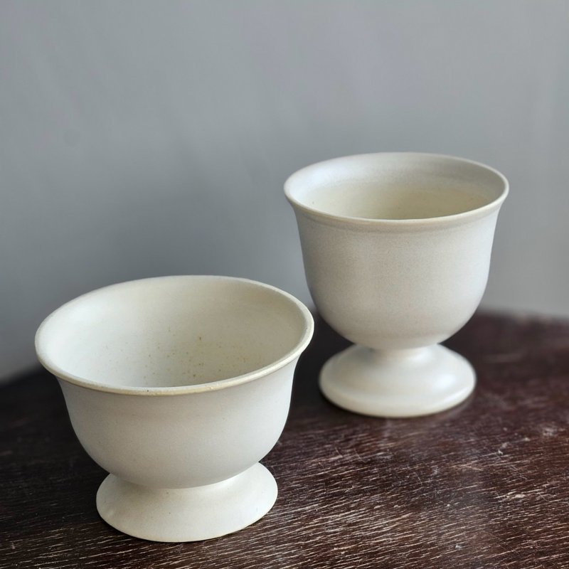 栀子润白 对饮 双人酒杯组 咖啡杯组 (含2杯) - 茶具/茶杯 - 陶 白色