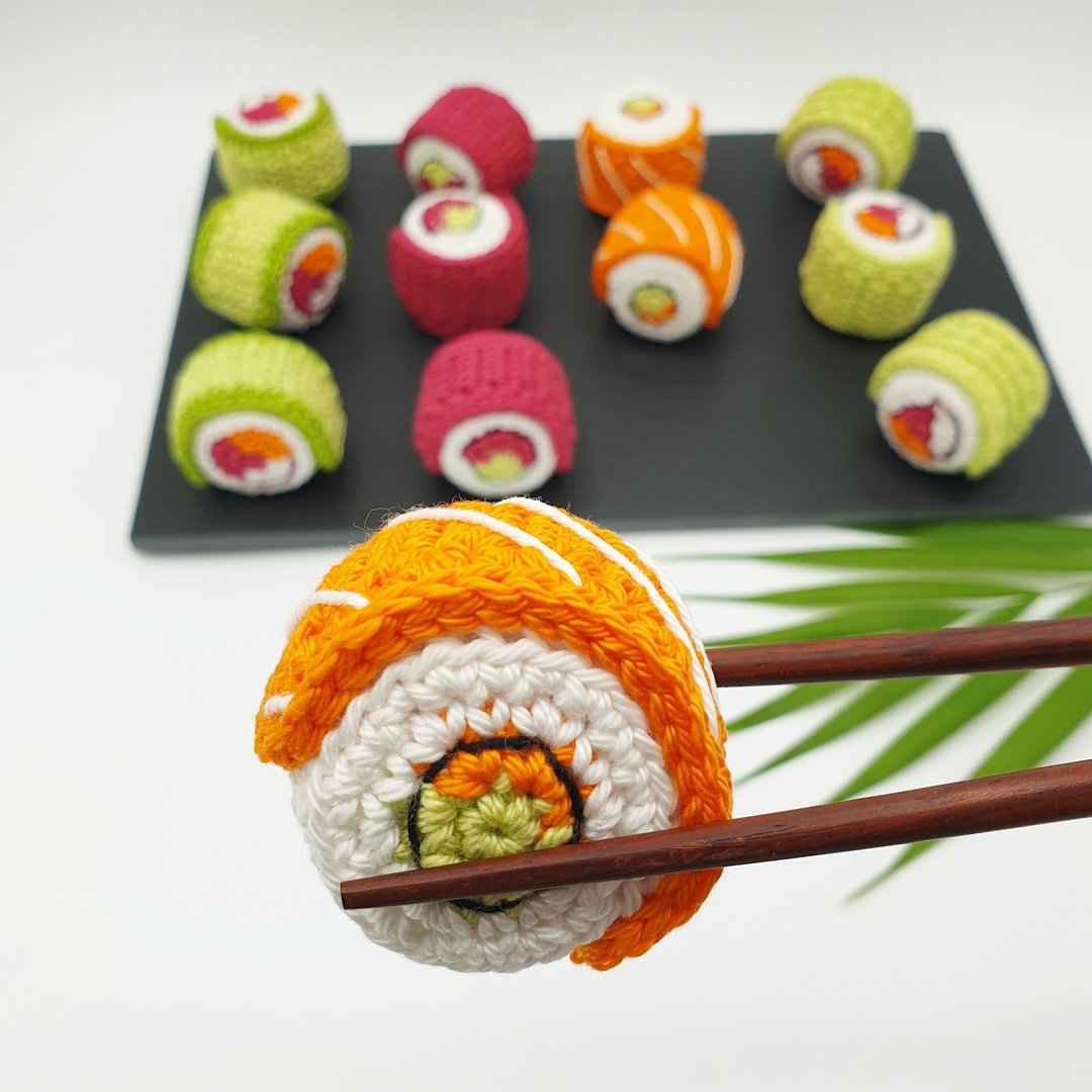 加州卷寿司 (Uramaki Sushi) 钩针图案 PDF - 手工艺教程/工具书 - 其他材质 