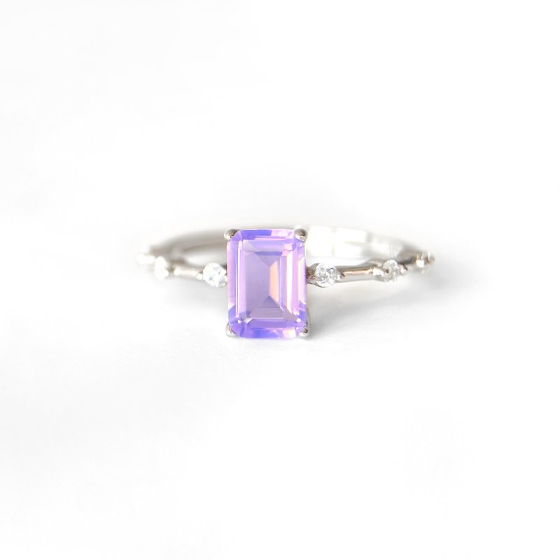 2件85折 | 巴西紫玉晶纯银戒指 (仙气温润 紫水晶 透体 肉眼全净) - 戒指 - 纯银 