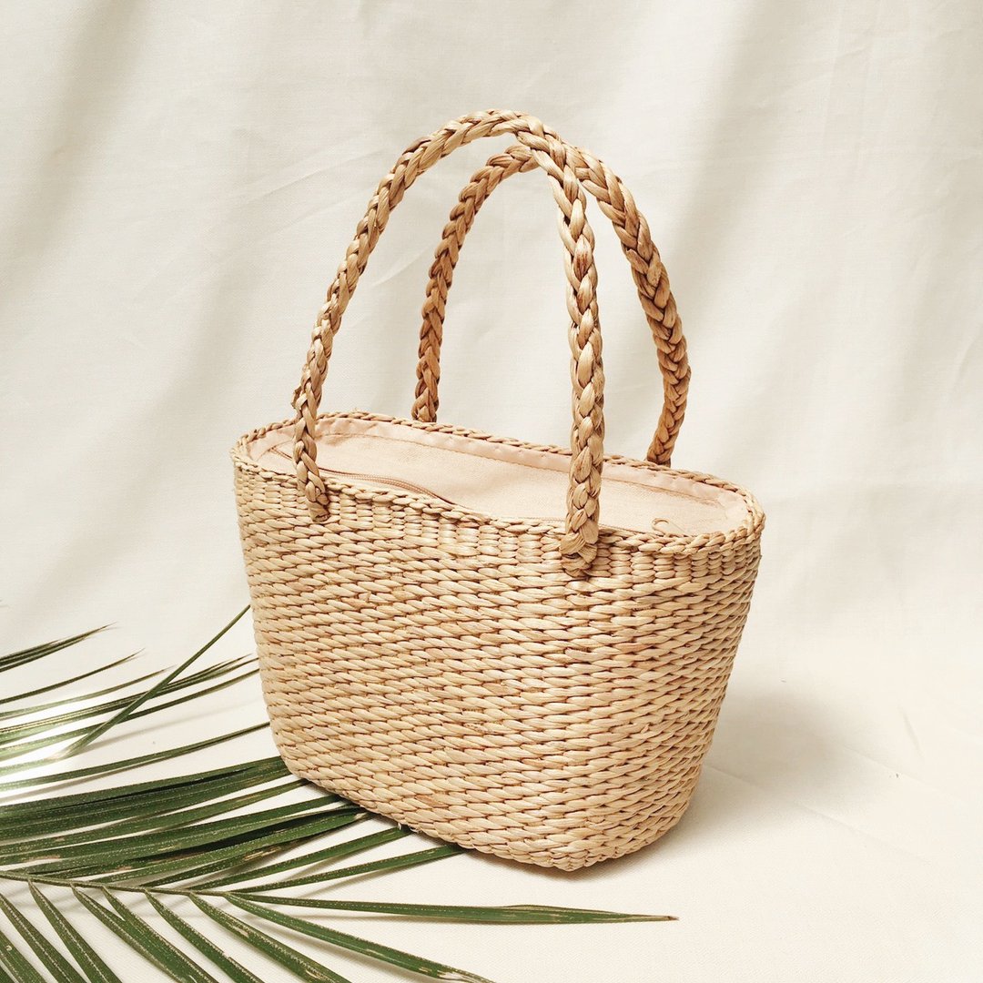 Natural Straw Handbag - 手提包/手提袋 - 植物．花 咖啡色