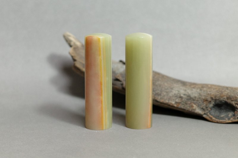 【好石多磨】青玉石_玉石印章_夫妻结婚对章_圆章 - 印章/印台 - 玉石 绿色