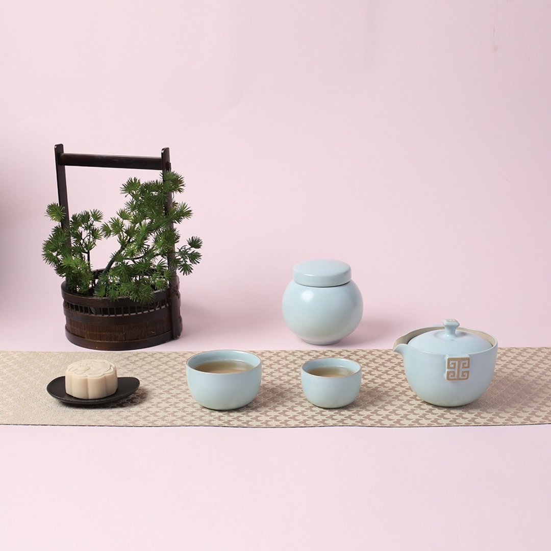 【中秋送礼】陆宝 福运连连茶礼 1壶2杯+茶叶罐 茶具组 茶器 - 茶具/茶杯 - 陶 