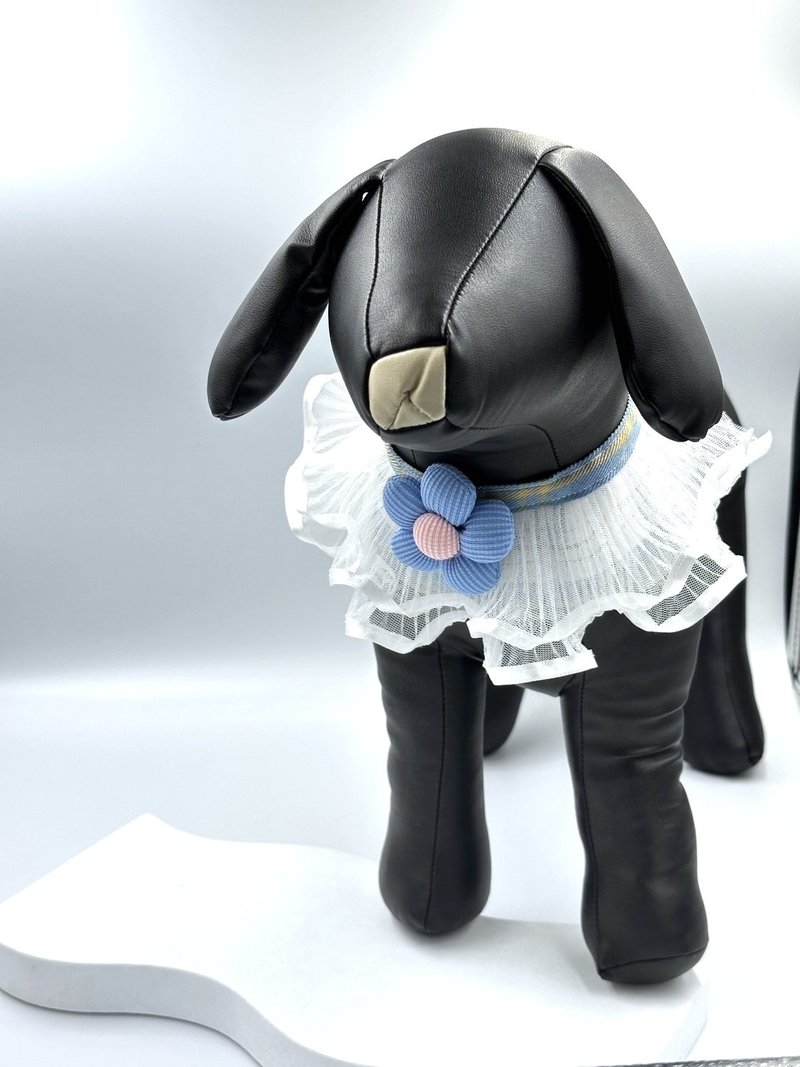 原创设计 宠物浪漫蕾丝小花结手作领巾-适合中小型 - 订制抱枕/饰品 - 棉．麻 蓝色