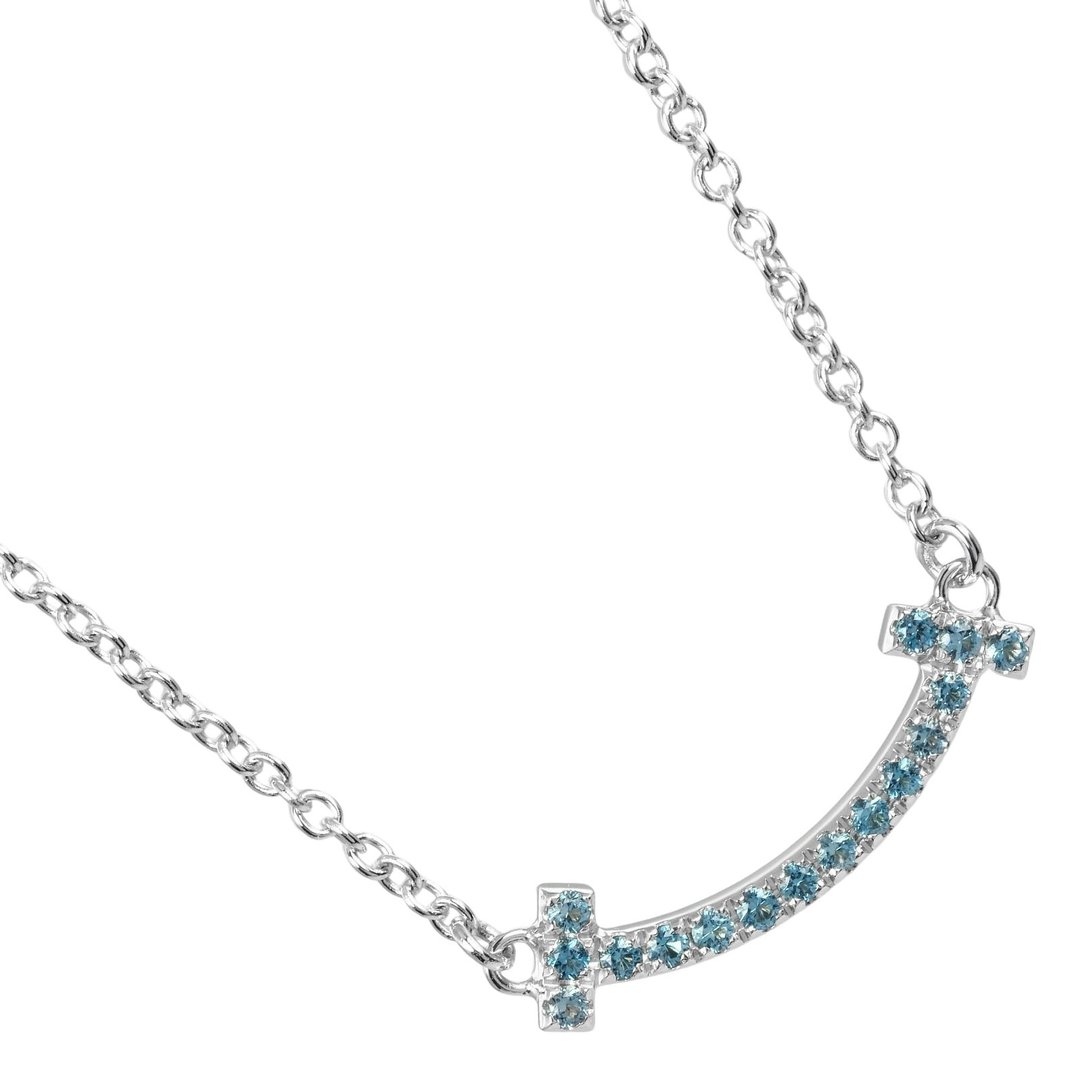[日本直送] Tiffany & Co. T Smile 迷你项链 K18WG白金托帕蓝约 2.44g [二手] A 级 - 项链 - 贵金属 银色