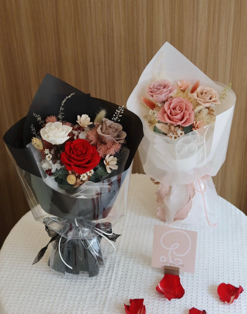 花蔓限定・永生花束 不凋的心意 - 干燥花/捧花 - 植物．花 粉红色