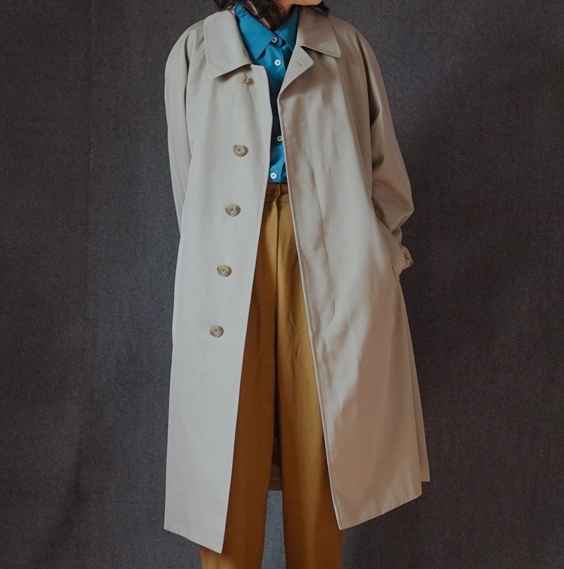 DAKS 斜纹卡其风衣大衣冬天穿搭 vintage母亲节 - 女装休闲/机能外套 - 其他人造纤维 卡其色