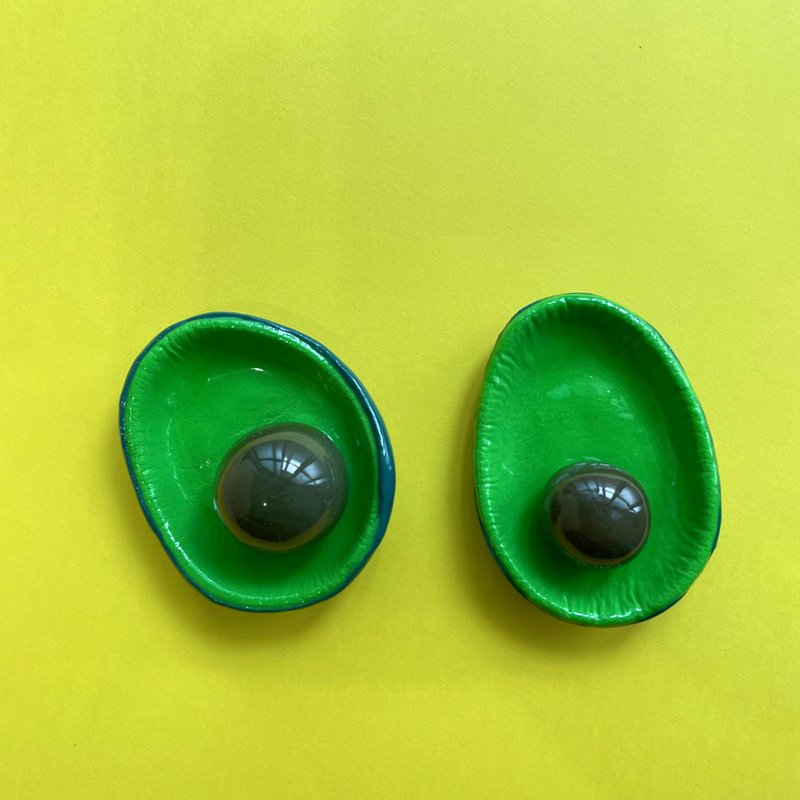 酪梨造型饰品盘 ( 一组2个 ) - 摆饰 - 粘土 绿色