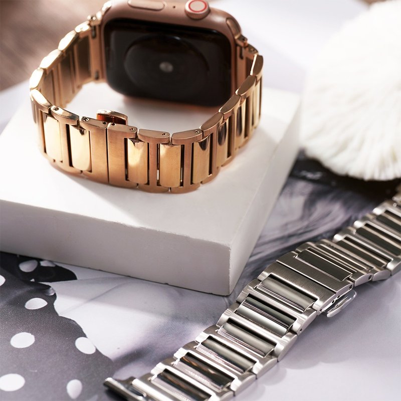 Apple watch - 【高端支线限量款】H形拼方块316L不锈钢 苹果表带 - 对表/情侣表 - 不锈钢 银色