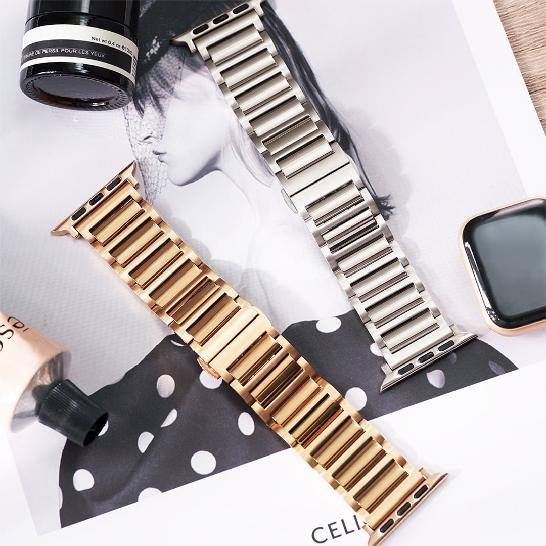 Apple watch - 【高端支线限量款】H形拼方块316L不锈钢 苹果表带 - 对表/情侣表 - 不锈钢 银色