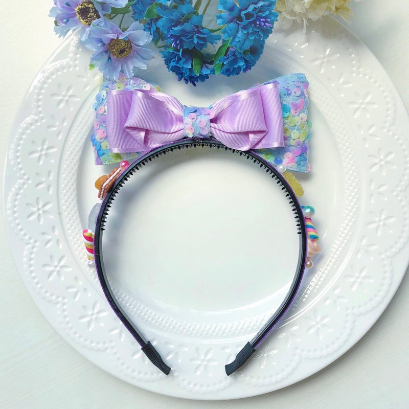 闪亮鱼鳞树脂糖果饼干儿童发箍-蓝紫色 - 发饰 - 其他材质 紫色