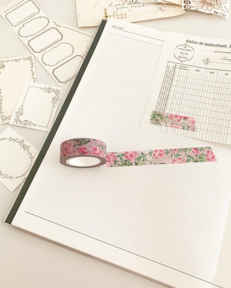 Lavender Pink Flower Washi Tape - 纸胶带 - 其他材质 
