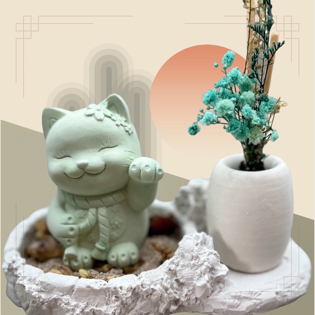 花耳招财猫 豪华田园套组 艺术香氛扩香 开店礼首选 多款颜色任选 - 香薰/精油/线香 - 水泥 多色