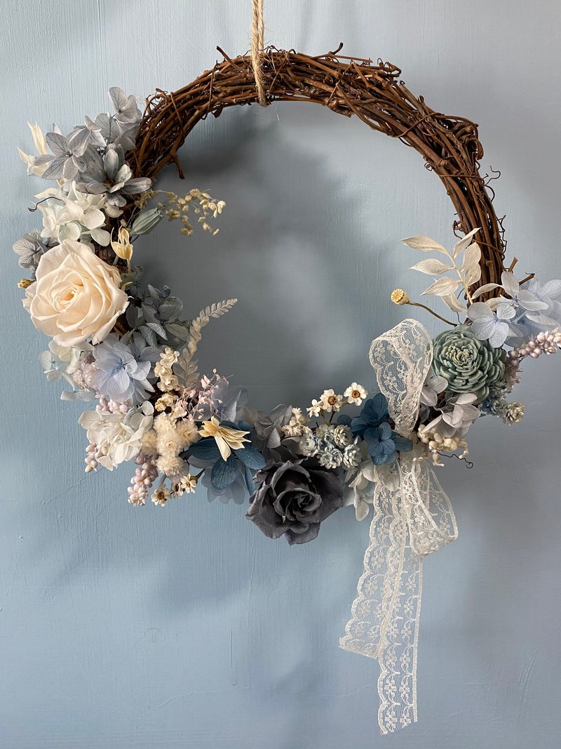 Go with the Flow 永生花圈-蓝色是最温暖的颜色 - 干燥花/捧花 - 植物．花 蓝色