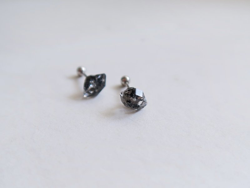 925纯银 赫基蒙水晶 黑闪灵钻 锁珠 转珠 耳环 耳夹 - 耳环/耳夹 - 纯银 卡其色