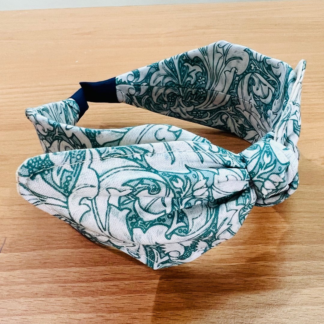 MOYA 宽版手工发箍 湖水图腾 - 发饰 - 棉．麻 蓝色