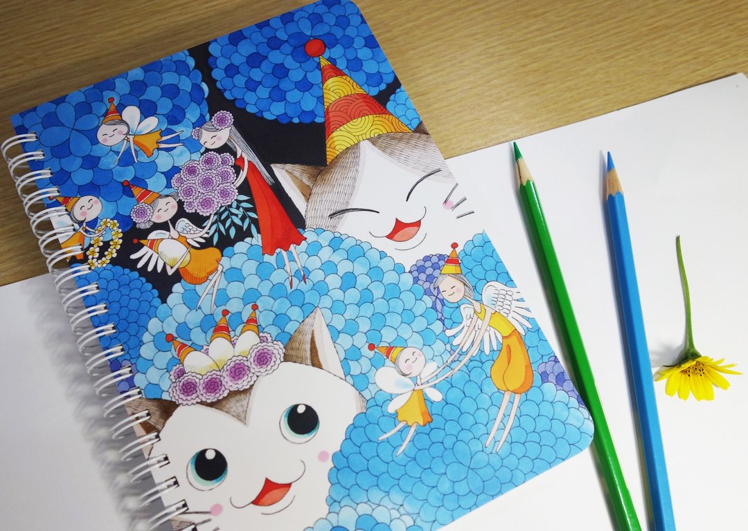 蕙文创硬壳插画封面笔记本 - (快乐小夜曲)* 内页空白(订制商品) - 笔记本/手帐 - 纸 蓝色