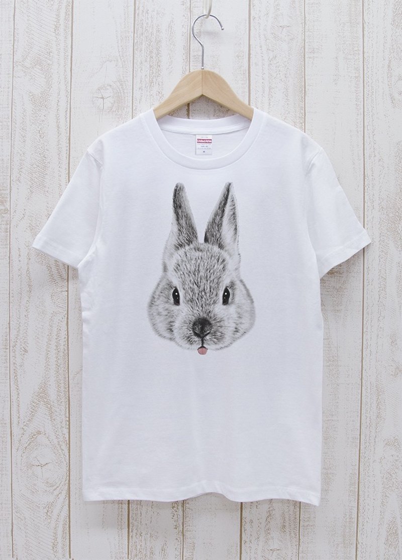 ronronRABIT Tee 恶作剧白兔 / R032-T-WH - 中性连帽卫衣/T 恤 - 棉 白色