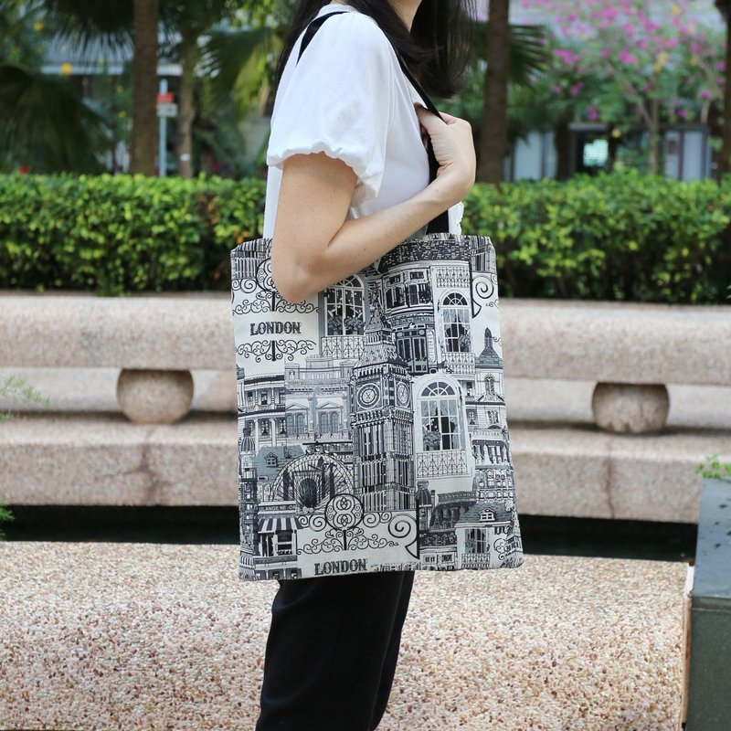 二合一手提肩背两用袋, 肩背包/钭背包 - 伦敦街头 (SB14) - 侧背包/斜挎包 - 棉．麻 黑色