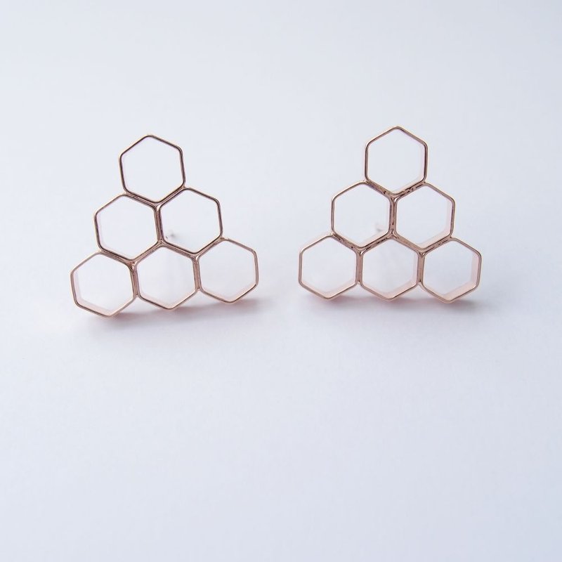几何风景8  玫瑰金属耳环 - 耳环/耳夹 - 铜/黄铜 