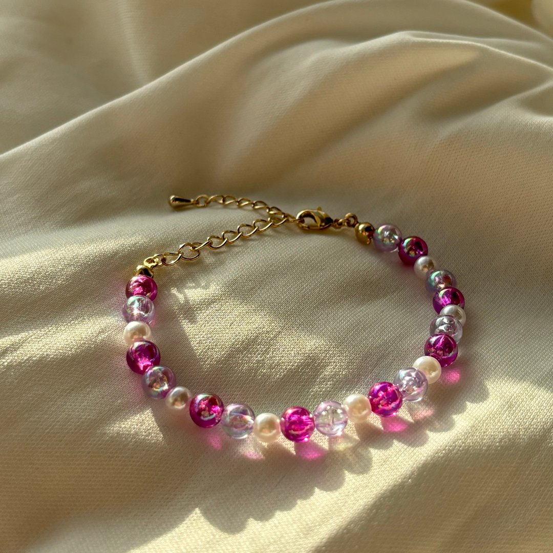 /现货/ hidden violet bracelet • 隐藏的紫罗兰串珠手链 - 手链/手环 - 铜/黄铜 紫色