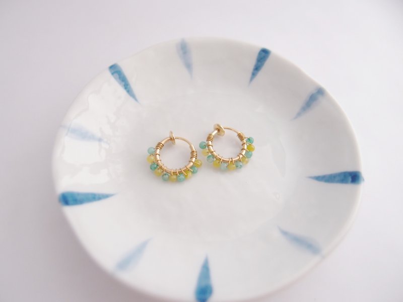南法女孩。原石圈圈耳环(针式, 夹式) - 耳环/耳夹 - 宝石 绿色