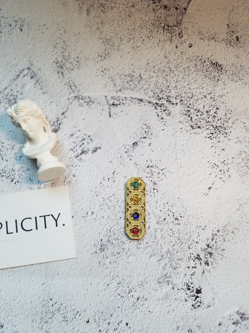 黄铜片钉珠胸针中国风旗袍胸花 - 胸针 - 铜/黄铜 多色