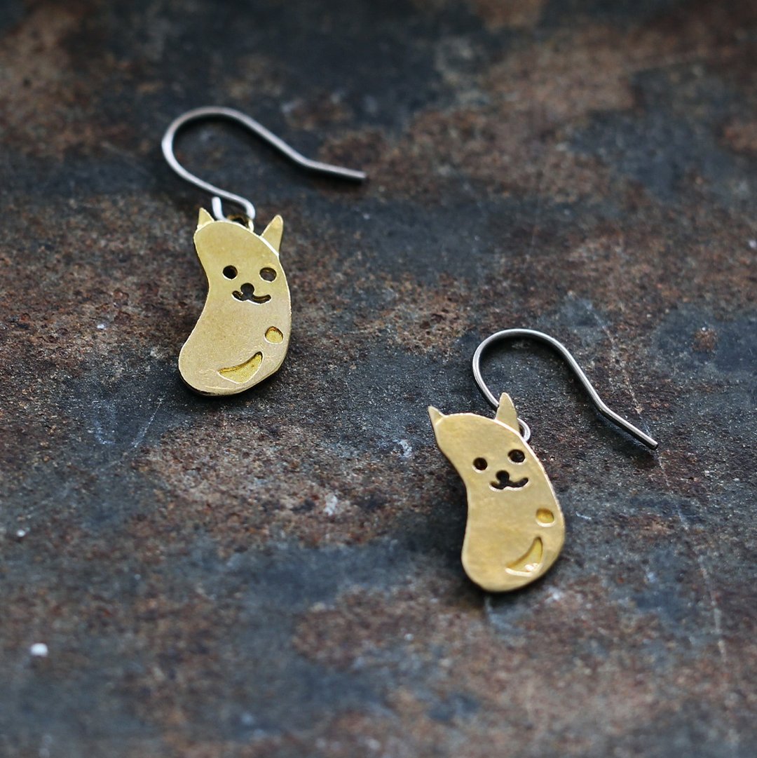 Mameneko Earrings Clip-On P243 - 耳环/耳夹 - 其他金属 金色