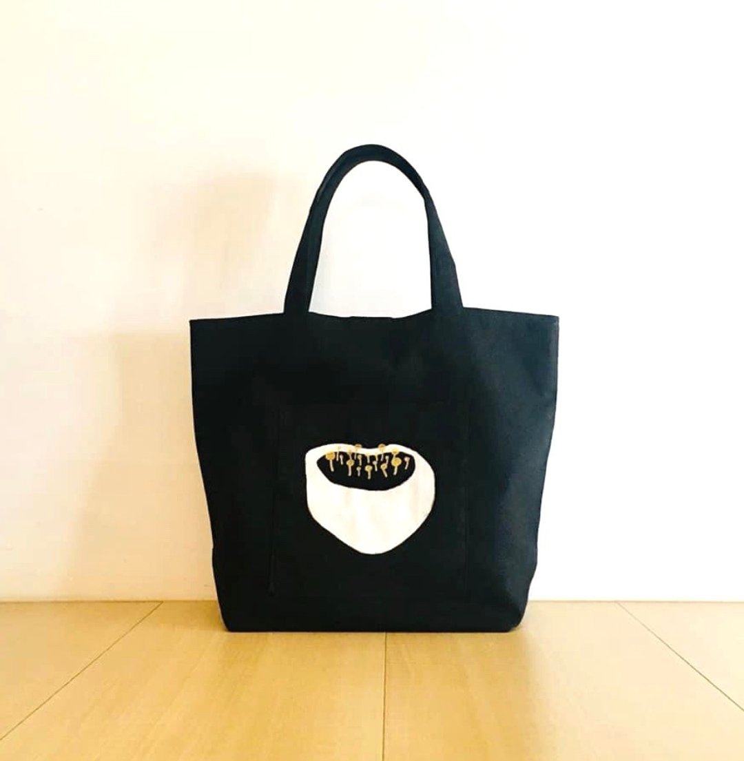 外袋托特包。4格内袋。磁扣。帆布 - 手提包/手提袋 - 棉．麻 黑色