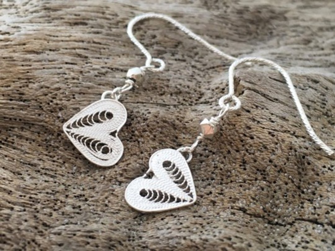 Filigree ◇ Heart ◇ SV Earrings / Clip-On - 耳环/耳夹 - 其他金属 