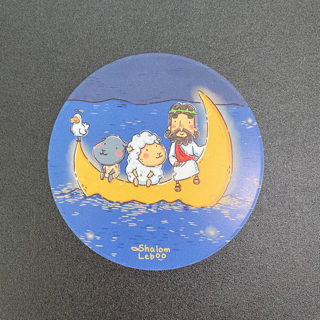 插画杯垫-月亮船 - 杯垫 - 陶 白色