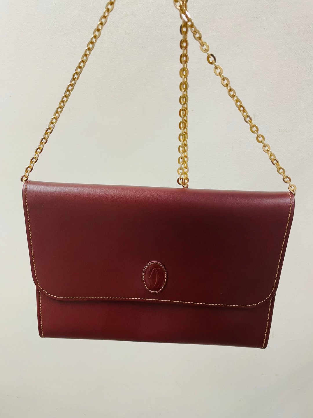 美品 Cartier 卡地亚中古酒红手拿包 斜背包 老包 古董包 - 侧背包/斜挎包 - 真皮 红色
