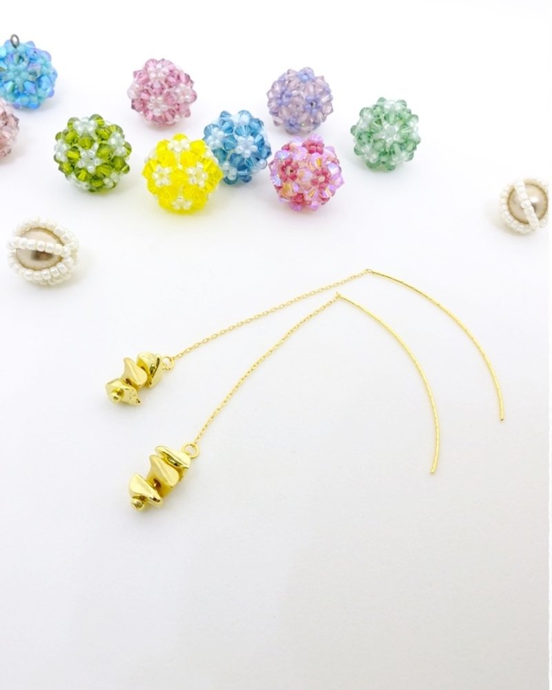 金色长耳环 Long Long Gold Earrings (E1501) - 耳环/耳夹 - 其他金属 金色