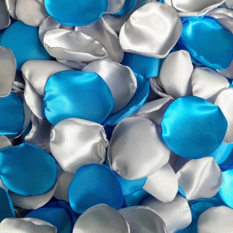 Malibu blue flower petals Silver wedding petals Winter blue wedding decor - 干燥花/捧花 - 丝．绢 