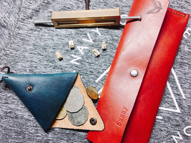 定制 - 海军漂泊皮革组 - 铅笔盒/笔袋 - 真皮 多色