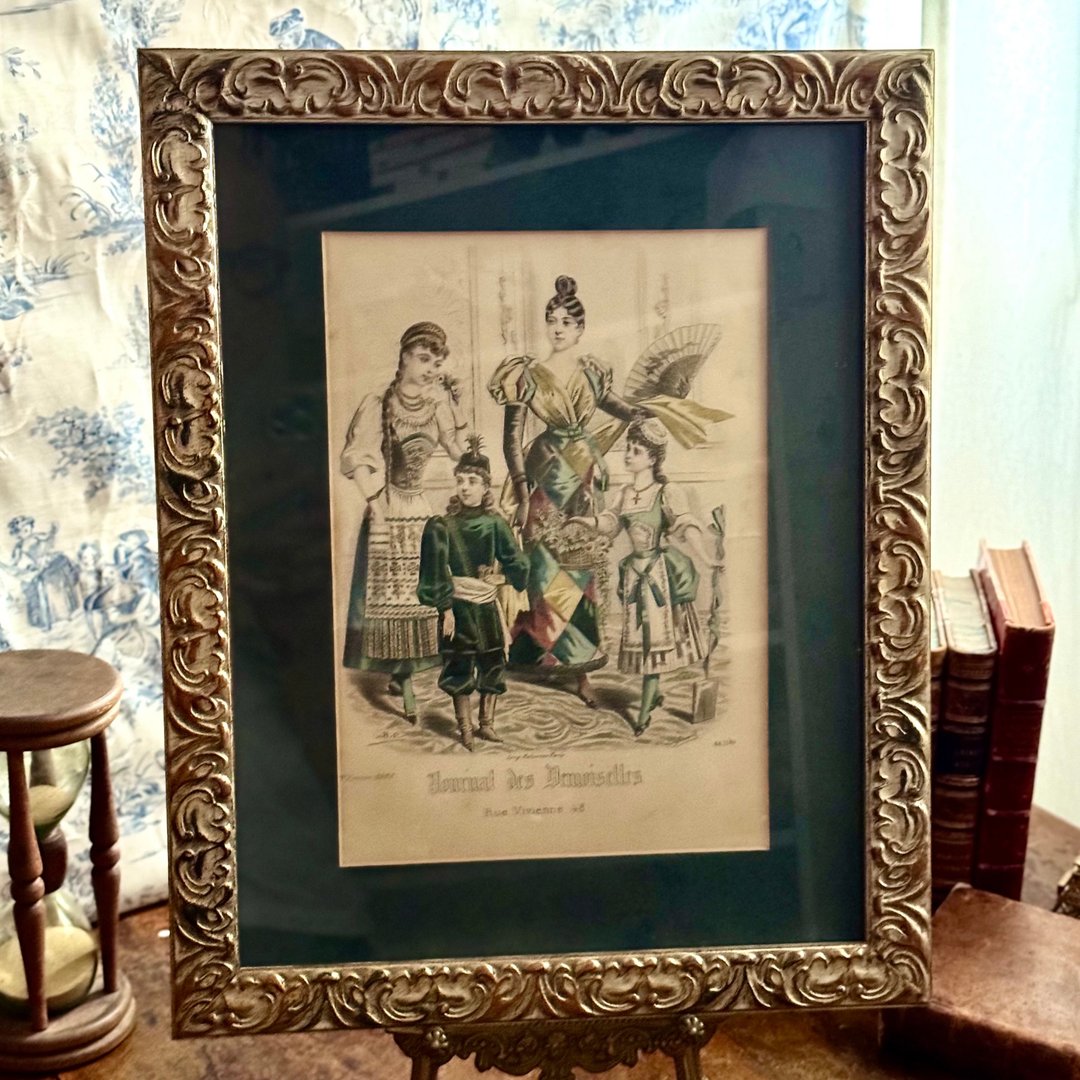 50268-经典法国古董时尚杂志版画Journal des Demoiselles - 墙贴/壁贴 - 纸 