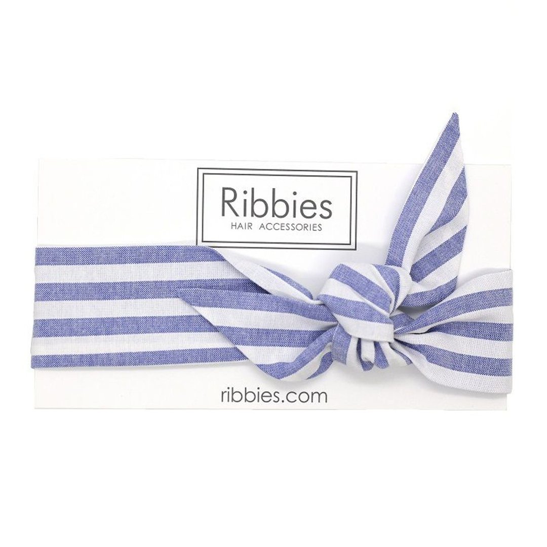 英国Ribbies 成人蝴蝶结发带-粉蓝白条纹 发饰 - 发饰 - 棉 