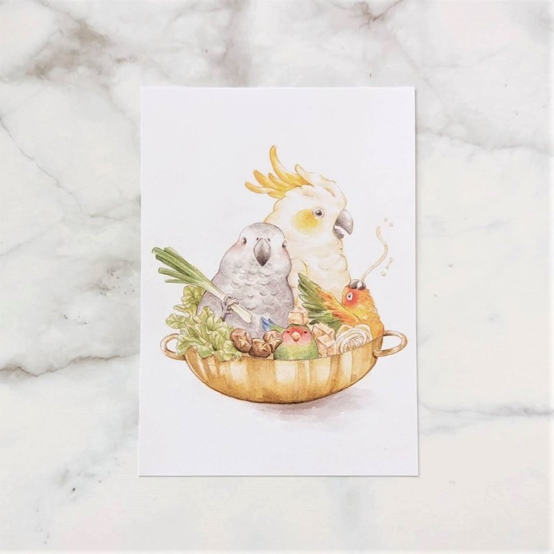 鹦鹉综合鸟火锅明信片/万用卡 - 卡片/明信片 - 纸 橘色