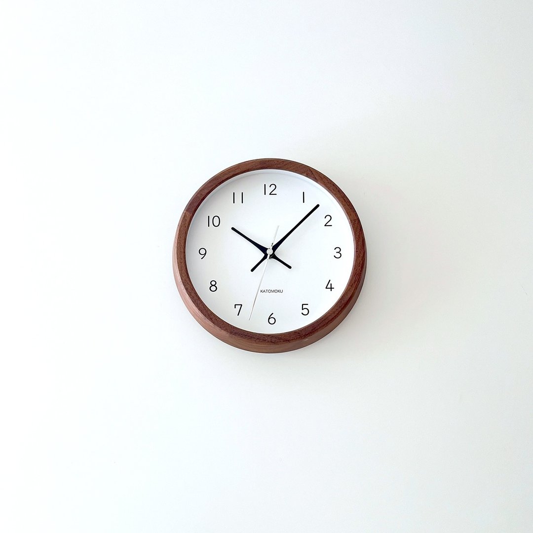KATOMOKU Muku clock 19 S尺寸 核桃木 (km-130WA) 挂钟  日本制 - 时钟/闹钟 - 木头 咖啡色
