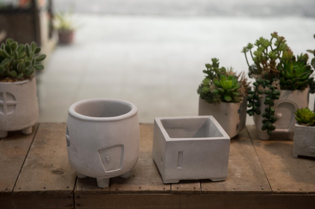水泥器皿 / 两件组 - 植栽/盆栽 - 水泥 灰色