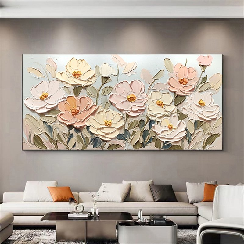 花语  油画/抽象/原创商品/装饰画/挂画客厅餐厅手绘肌理质感画 - 海报/装饰画/版画 - 亚麻 