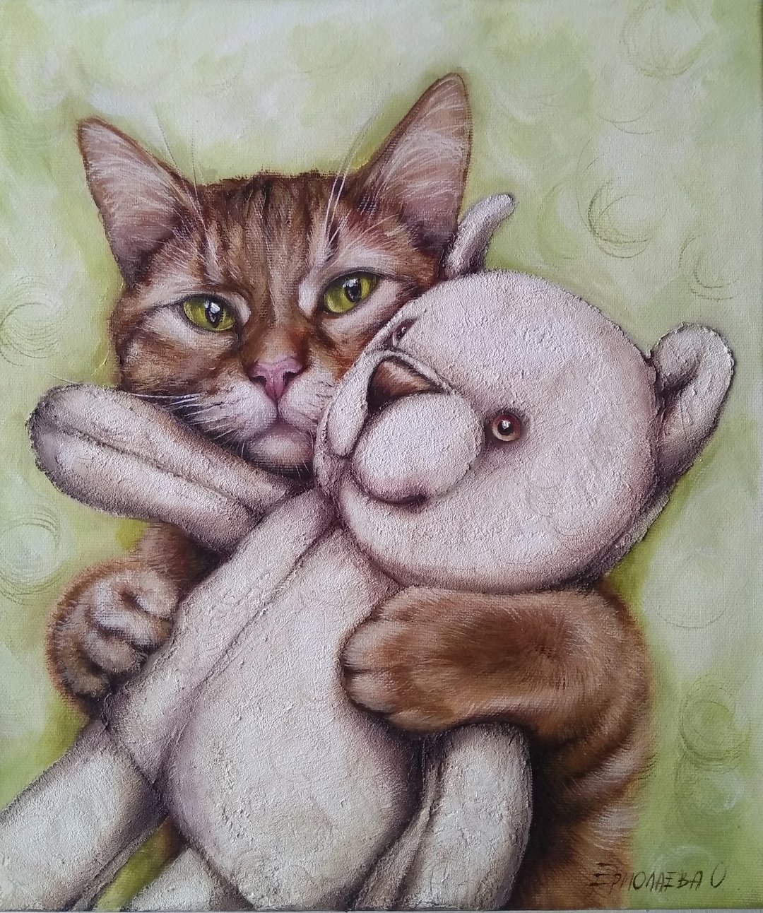 猫与玩具油画猫动物图片猫艺术 - 墙贴/壁贴 - 其他材质 橘色