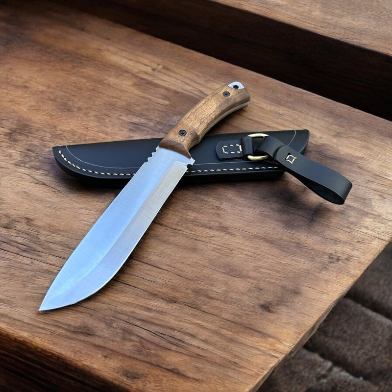 旅行刀 . 黑色刀鞘的求生刀 , 4 mm 猎刀 - 露营用品 - 其他金属 银色