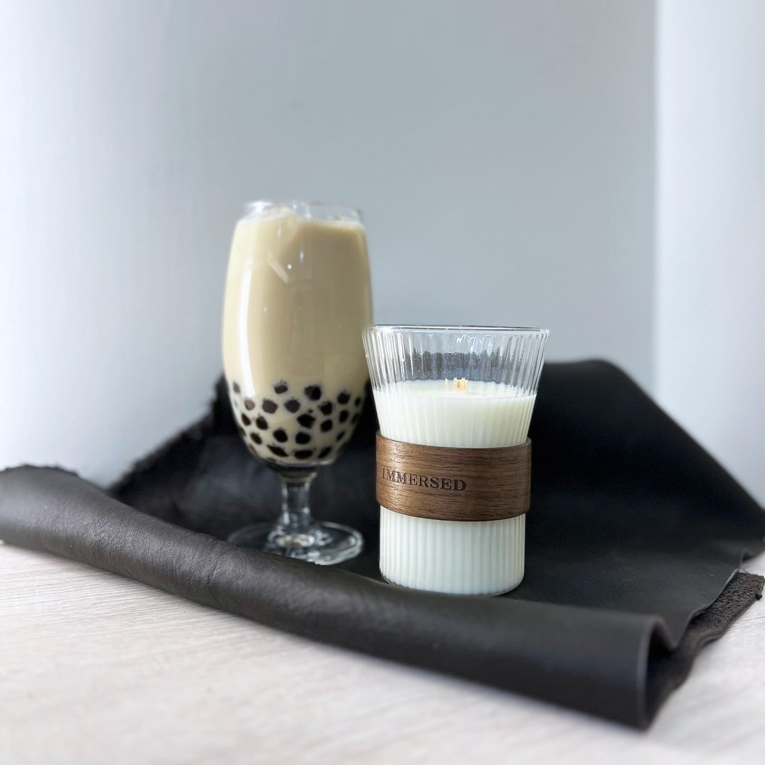 【IMMERSED】No.001 黑糖珍珠奶茶 - 手工香氛蜡烛 大豆蜡烛 - 蜡烛/烛台 - 蜡 白色
